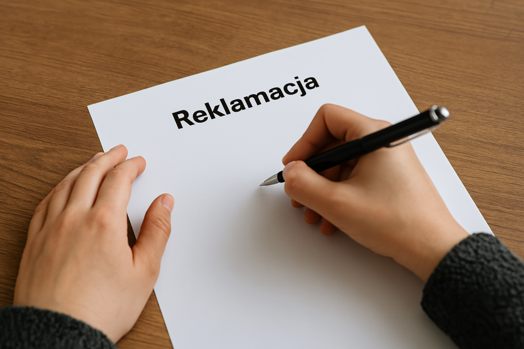 Przykład pisma reklamacyjnego napisany ręcznie przez klienta na podstawie gotowego wzoru